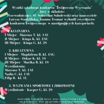 Wyniki szkolnego konkursu „Świąteczne wyzwania”