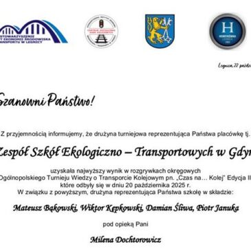 Nasza drużyna w finale Ogólnopolskiego Turnieju Wiedzy o Transporcie Kolejowym
